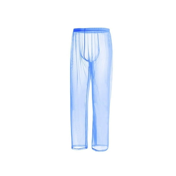 TANBOM Men's See Through Mesh Long Pants Lightweight Breathable Comfortable Blue XL