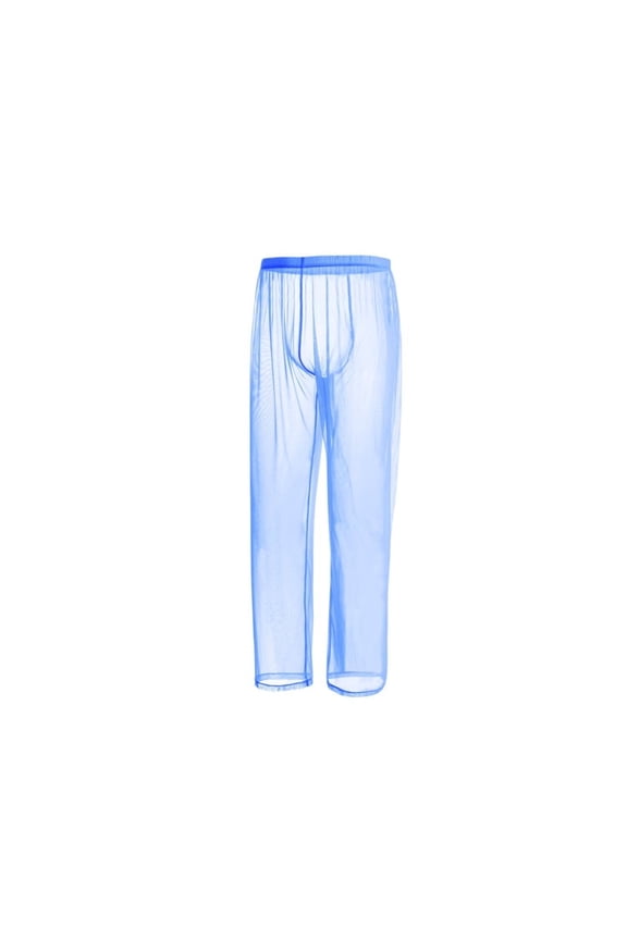 Men's See Through Mesh Long Pants Lightweight Breathable Comfortable Blue XL