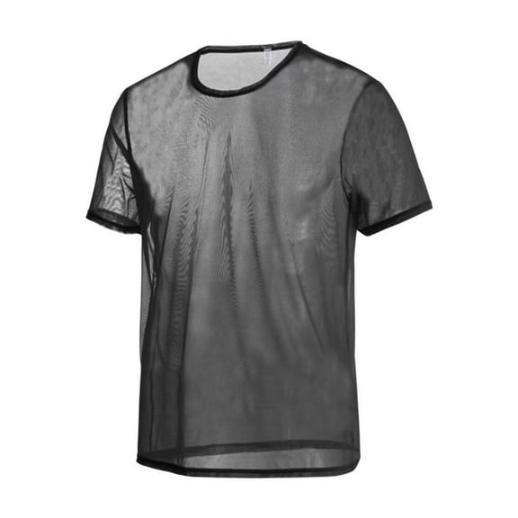 TANBOM Men's See Through Mesh T-Shirt Lightweight Breathable Stylish Casual Comfort Black M