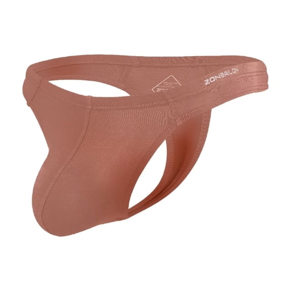 TANBOM Men's Sexy Bulge Pouch Thong Underwear Tagless Comfortable Breathable Latte 3XL