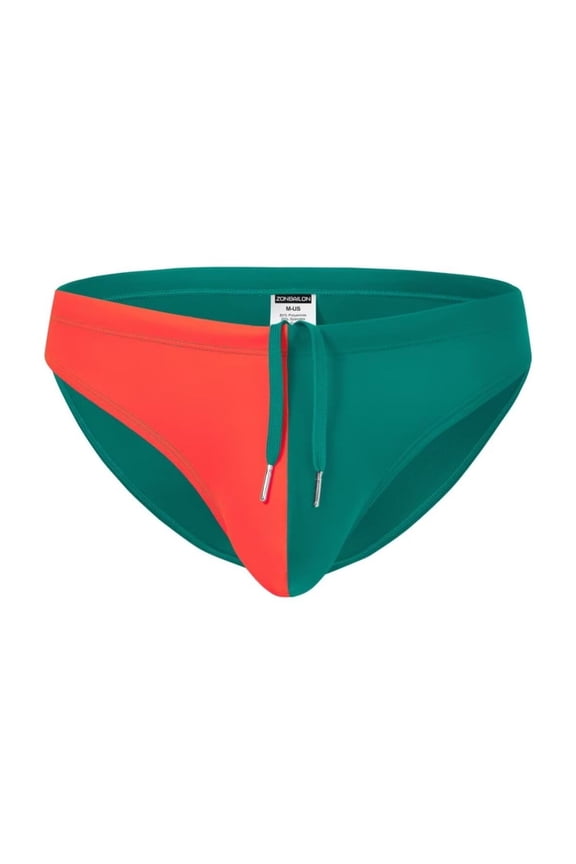 Men's Sexy Drawstring Triangle Swim Trunks Lightweight Polyamide Comfortable Green 2XL
