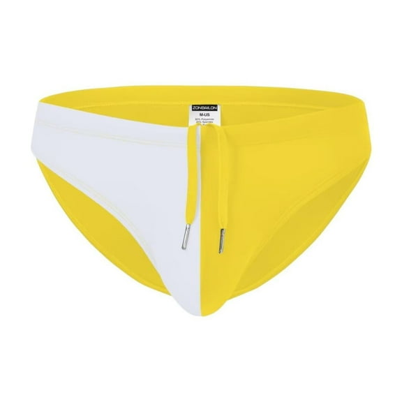 TANBOM Men's Sexy Drawstring Triangle Swim Trunks Lightweight Polyamide Comfortable Yellow 2XL
