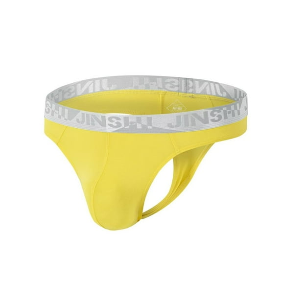 TANBOM Men's Sexy G-String Comfortable Breathable Tagless Bulge Enhancing Fixed Position Yellow M