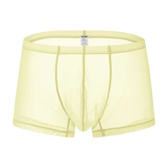 TANBOM Men's Sexy Mesh See Briefs Nylon Underwear Pack Yellow M 1-Pack