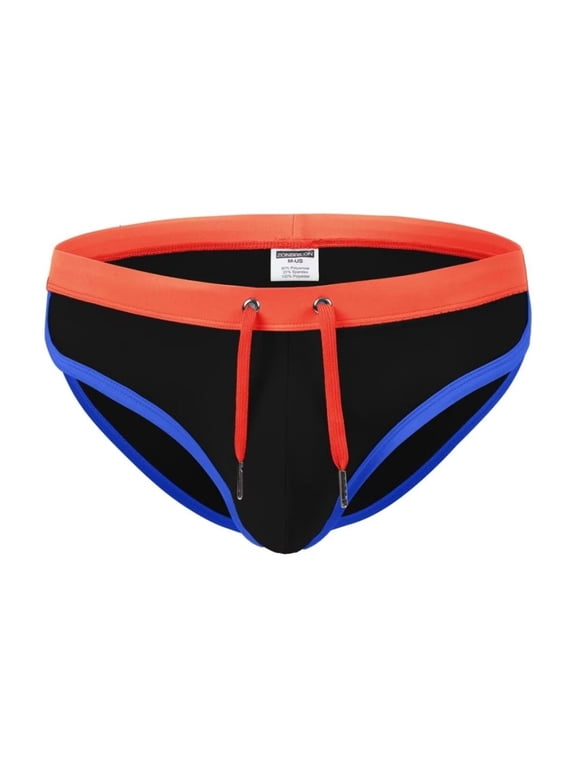 Men's Sexy Polyamide Triangle Swim Trunks Adjustable Drawstring Big Pouch Comfortable Breathable Black XL