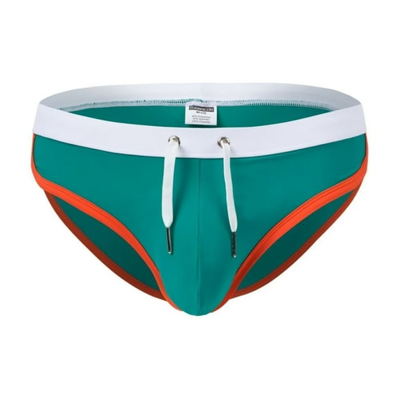 TANBOM Men's Sexy Polyamide Triangle Swim Trunks Adjustable Drawstring Big Pouch Comfortable Breathable Green 2XL