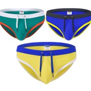TANBOM Mens Sexy Polyamide Triangle Swim Trunks Adjustable Drawstring Big Pouch Comfortable Breathable Green Blue Yellow M