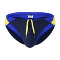 thumbnail image 1 of TANBOM Men's Sexy Polyamide Triangle Swim Trunks Bulge Enhancing Adjustable Drawstring Dark Blue M, 1 of 6