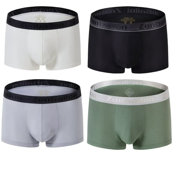 TANBOM Men's Short-Leg Bamboo Viscose Boxer Briefs Breathable Bulge Pouch 4Multi Pack XL