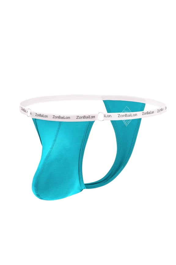 Men's Sexy T-Back Thong Underwear 47cm Adjustable Buckle Tagless One Size Fits Comfort Design Lake Green One Size