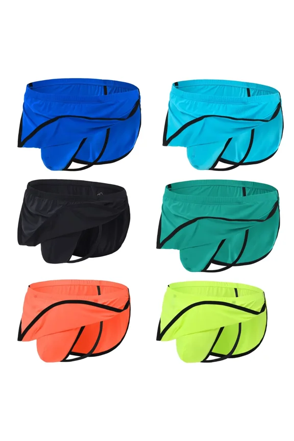 Men's Sexy Thong Underpants Nylon Briefs Pack Cyan/Fluorescent Green/Black/Blue/Orange/Green M 1-Pack