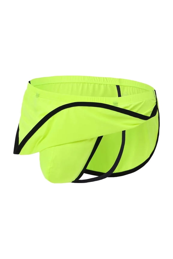 Men's Sexy Thong Underpants Nylon Briefs Pack Fluorescent Green M 1-Pack