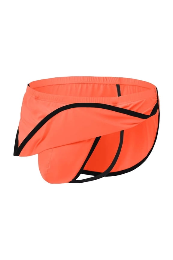 Men's Sexy Thong Underpants Nylon Briefs Pack Orange L 1-Pack