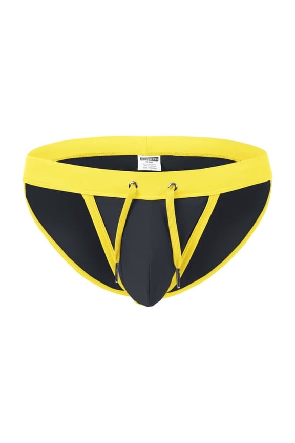 Men's Sexy Triangle Swim Trunks Adjustable Drawstring Bulge Pouch Polyamide Comfortable Grey L