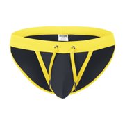 TANBOM Mens Sexy Triangle Swim Trunks Adjustable Drawstring Bulge Pouch Polyamide Comfortable Grey M