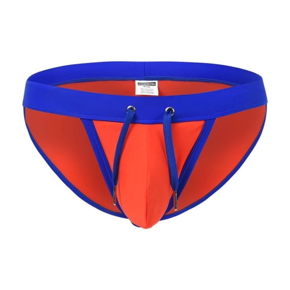 TANBOM Men's Sexy Triangle Swim Trunks Adjustable Drawstring Bulge Pouch Polyamide Comfortable Orange XL