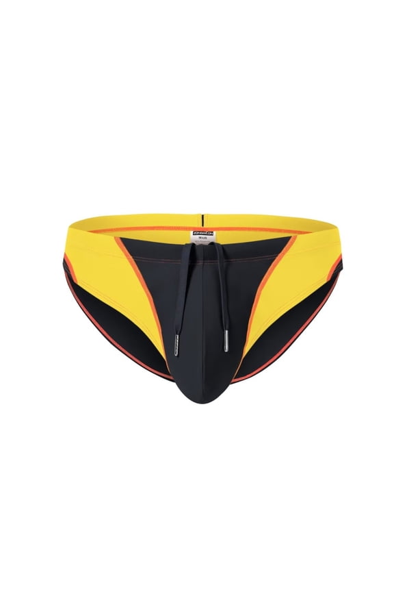 Men's Sexy Triangle Swim Trunks Adjustable Drawstring Polyamide Comfortable Fit Black 2XL