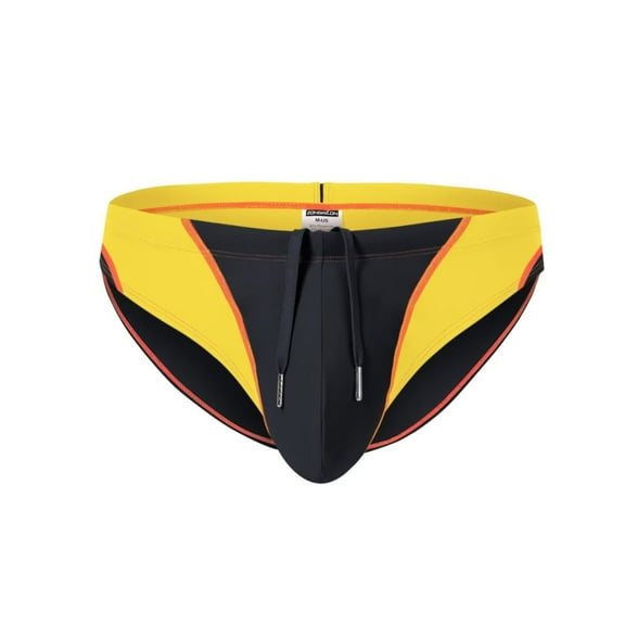 TANBOM Men's Sexy Triangle Swim Trunks Adjustable Drawstring Polyamide Comfortable Fit Black XL