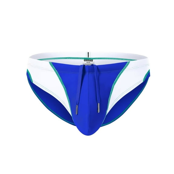 TANBOM Men's Sexy Triangle Swim Trunks Adjustable Drawstring Polyamide Comfortable Fit Blue M