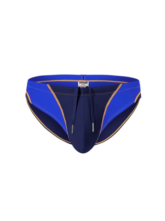 Men's Sexy Triangle Swim Trunks Adjustable Drawstring Polyamide Comfortable Fit Dark Blue L