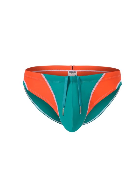 Men's Sexy Triangle Swim Trunks Adjustable Drawstring Polyamide Comfortable Fit Green M