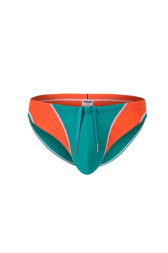 Men's Sexy Triangle Swim Trunks Adjustable Drawstring Polyamide Comfortable Fit Green M