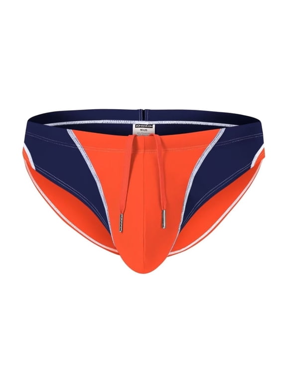 Men's Sexy Triangle Swim Trunks Adjustable Drawstring Polyamide Comfortable Fit Orange XL