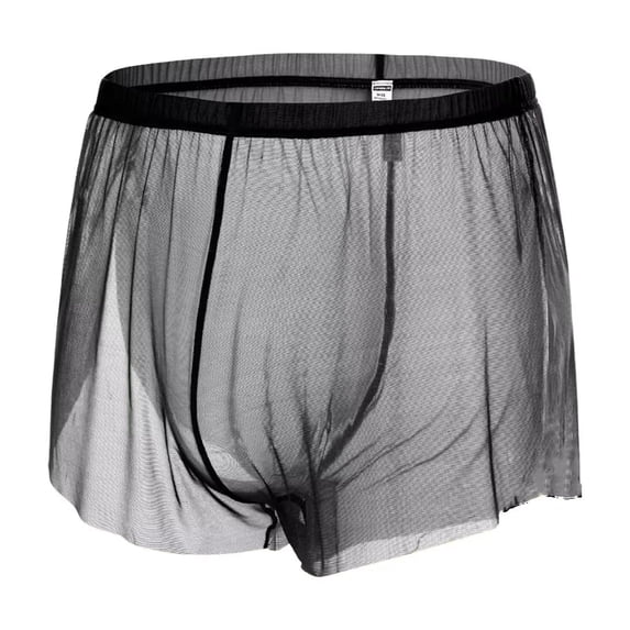 TANBOM Men's Sexy and Cool Boxer Briefs Nylon Mesh Underwear Black M 1-Pack