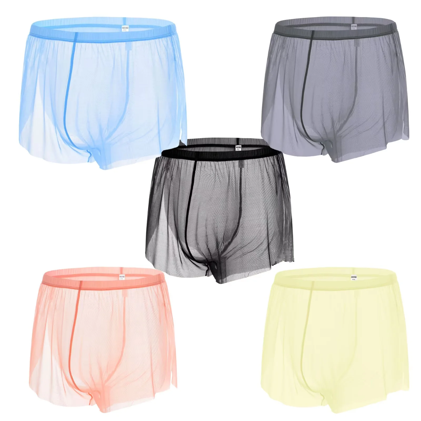 TANBOM Men's Sexy and Cool Boxer Briefs Nylon Mesh Underwear Black ...