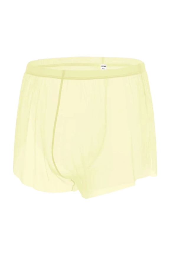 Men's Sexy and Cool Boxer Briefs Nylon Mesh Underwear Yellow L 1-Pack