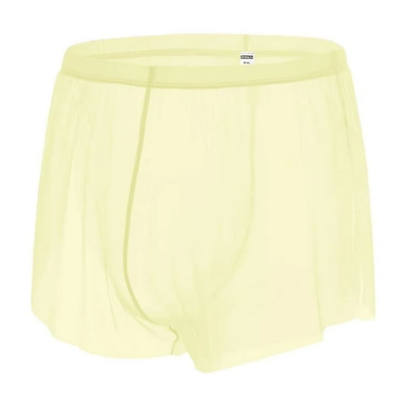 TANBOM Men's Sexy and Cool Boxer Briefs Nylon Mesh Underwear Yellow M 1-Pack