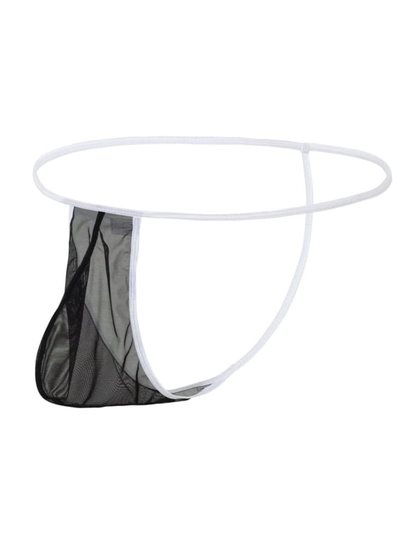 Men's Mesh Ice Silk G-String Thong Underwear - Comfortable & Lightweight 1Pack Black XL