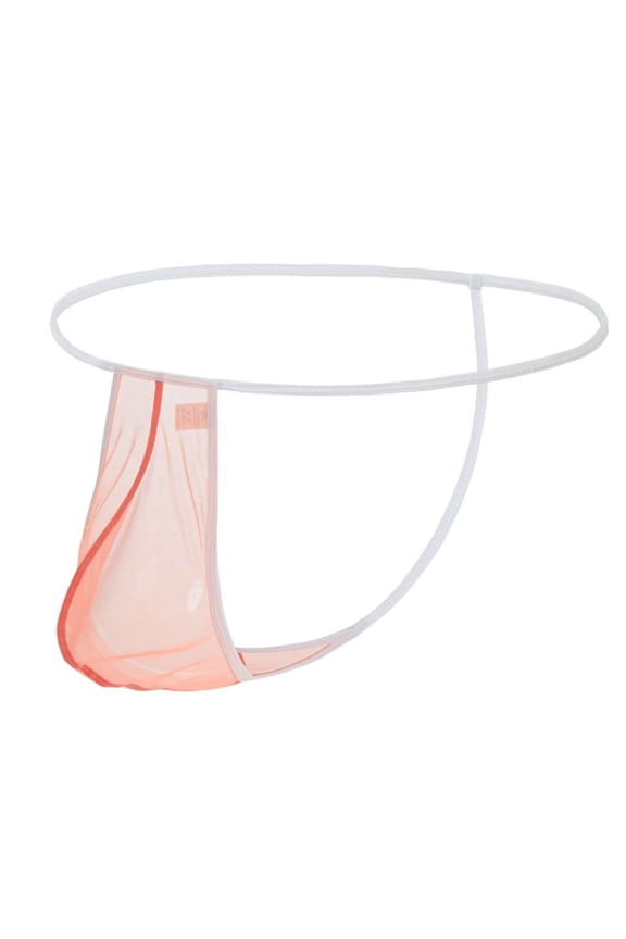 Men's Mesh Ice Silk G-String Thong Underwear - Comfortable & Lightweight 1Pack Orange 2XL