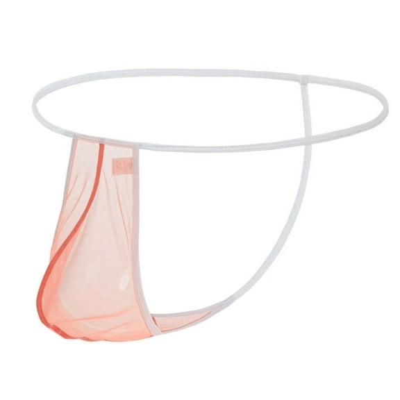 TANBOM Men's Mesh Ice Silk G-String Thong Underwear - Comfortable & Lightweight 1Pack Orange L