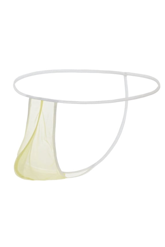 Men's Mesh Ice Silk G-String Thong Underwear - Comfortable & Lightweight 1Pack Yellow M