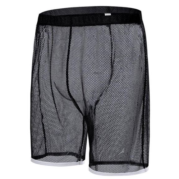 TANBOM Men's Shiny Mesh Knee Length Casual Loose Fit Everyday Shorts, Black, 1-Pack, M