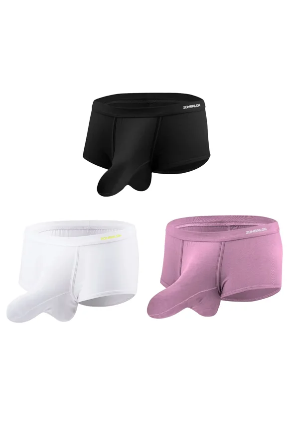 Men's Stable Comfortable Briefs Modal Cotton Underwear Pack Black/White/Pink XL 3-Pack