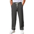 thumbnail image 1 of TANBOM Men's Straight Leg Relaxed Fit Casual Drawstring Polyester Pants Dark Gray 1-Pack 2XL, 1 of 4