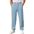 thumbnail image 1 of TANBOM Men's Straight Leg Relaxed Fit Casual Drawstring Polyester Pants Light Blue 1-Pack M, 1 of 4