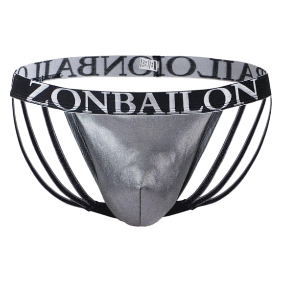 TANBOM Men's Stretch Low Rise Contoured Pouch Multi Thin Strappy Thong Underwear, Silver Gray, 1-Pack, M