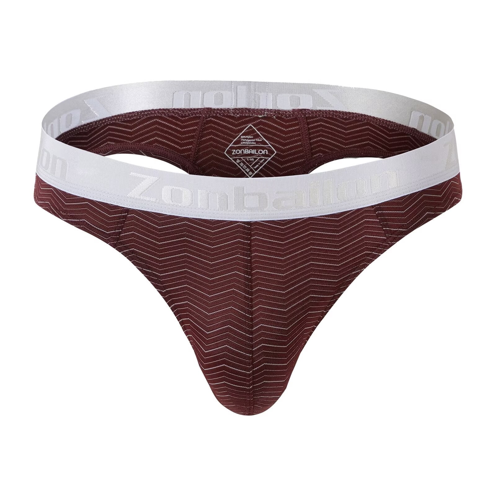 Red Tag Less TANBOM Men's Striped T-Back Thong Bulge Pouch Soft Breathable Tagless ...