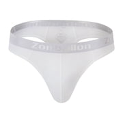 TANBOM Men's Striped T-Back Thong Bulge Pouch Soft Breathable Tagless Design Comfortable G-Strings White M