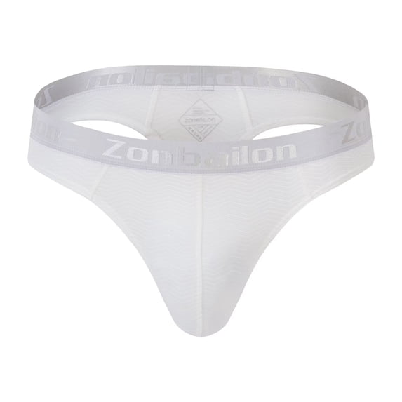 TANBOM Men's Striped T-Back Thong Bulge Pouch Soft Breathable Tagless Design Comfortable G-Strings White XXL