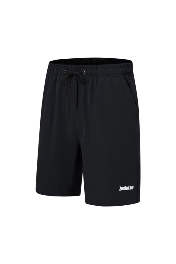 Men's Stylish Polyester Five Beach Shorts Lightweight Breathable Adjustable Drawstring Black M