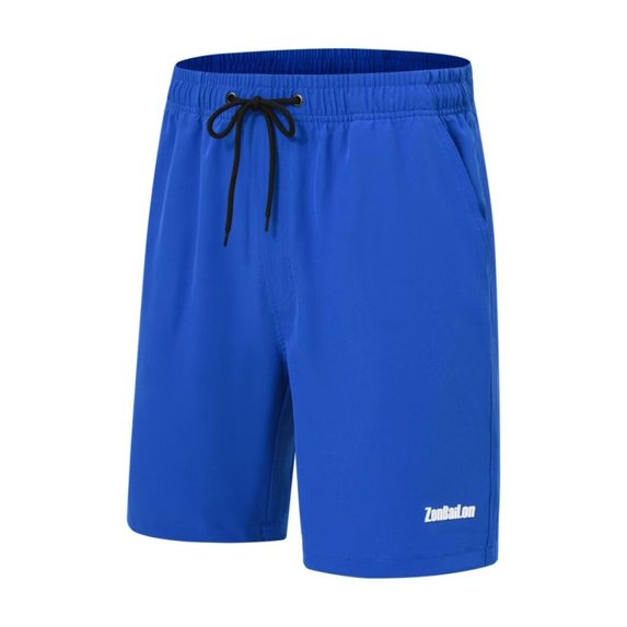 TANBOM Men's Stylish Polyester Five Beach Shorts Lightweight Breathable Adjustable Drawstring Lake Blue 3XL