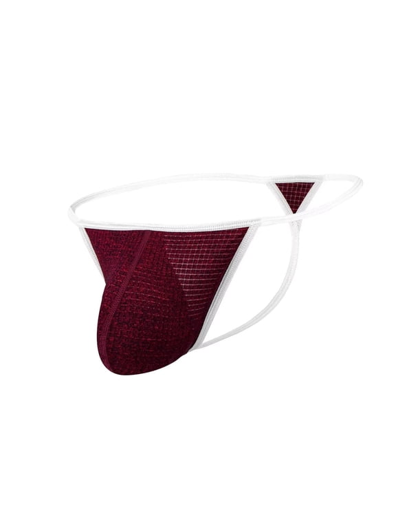 Men's Thong Bulge Pouch Lightweight Breathable Tagless Design Comfortable G-Strings Brick Red 3XL