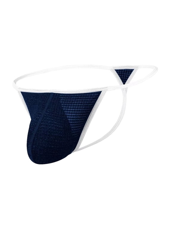 Men's Thong Bulge Pouch Lightweight Breathable Tagless Design Comfortable G-Strings Indigo 3XL
