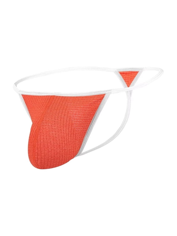 Men's Thong Bulge Pouch Lightweight Breathable Tagless Design Comfortable G-Strings Orange XL