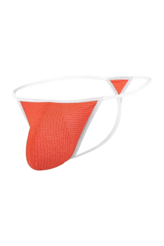 Men's Thong Bulge Pouch Lightweight Breathable Tagless Design Comfortable G-Strings Orange XL