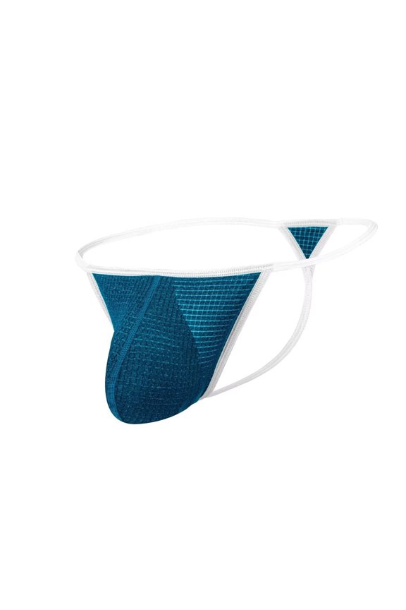 Men's Thong Bulge Pouch Lightweight Breathable Tagless Design Comfortable G-Strings Sea Blue XXL